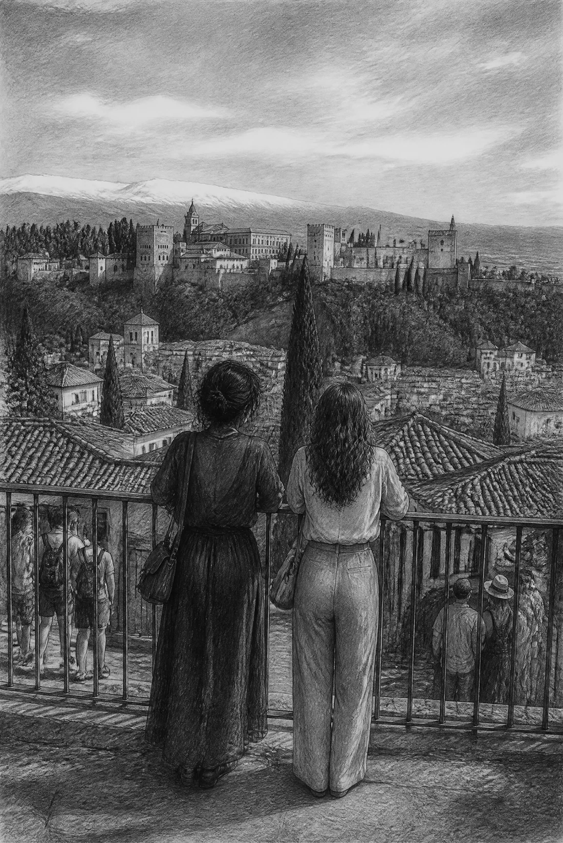 Lámina de grafito para Capítulo IX · La ciudad que mira desde arriba