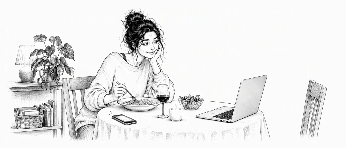 Ilustración del capítulo 7: Cuando el trabajo entra en casa y se sienta a cenar